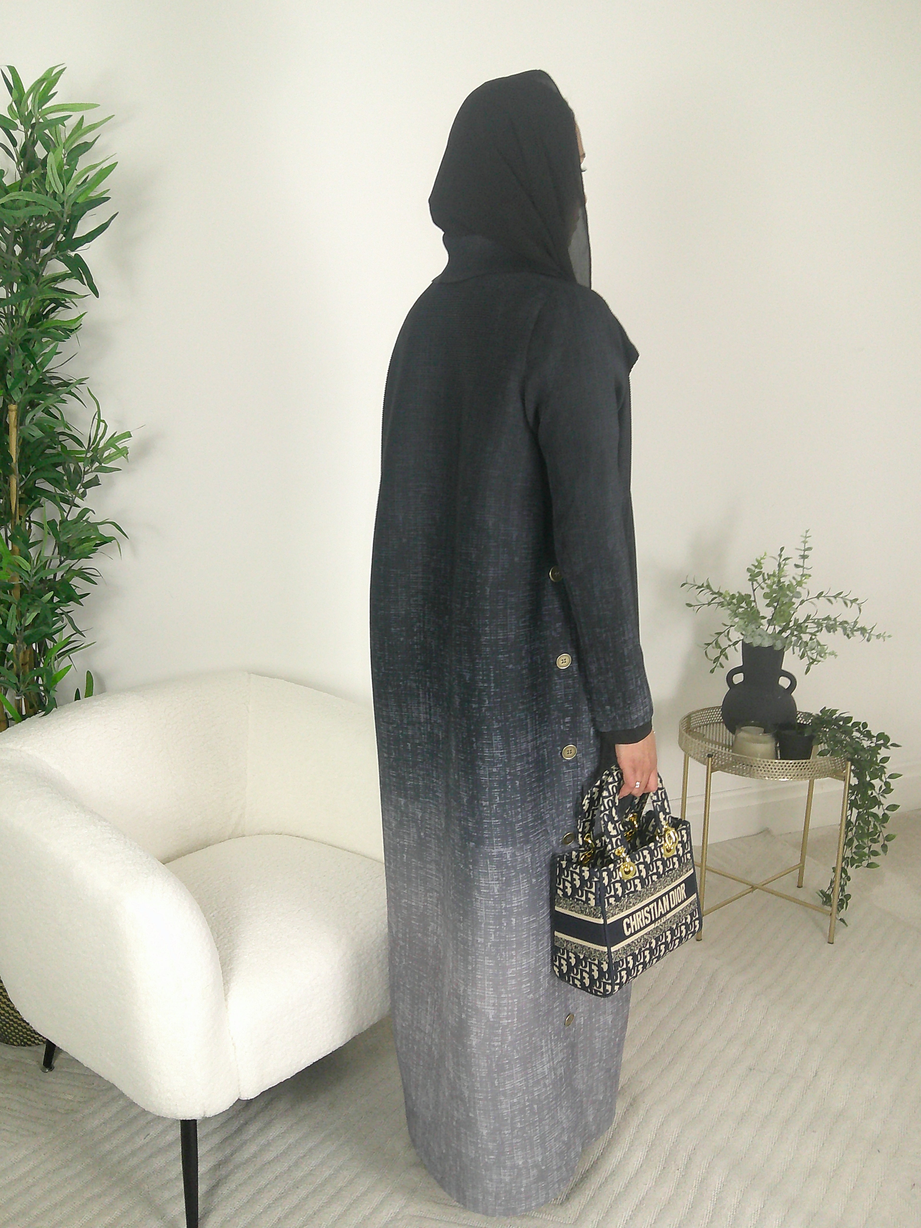 Farah Ombre Overcoat with Gold Detailing and Belt